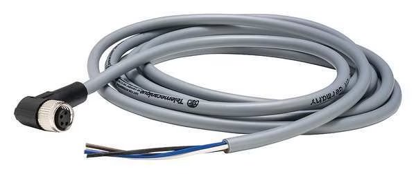 Cordset, 6.56 ft., Gray, 250VAC/300VDC, Telemecanique Sensors, Mfr#: XZCPV1041L2