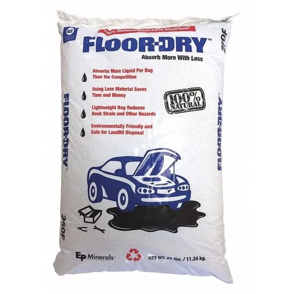 Loose Absorbent, 9 qt Volume Absorbed Per Pkg, 25 lb Wt, Universal, Unscented, Off White, Ep Minerals, Mfr#: 9825