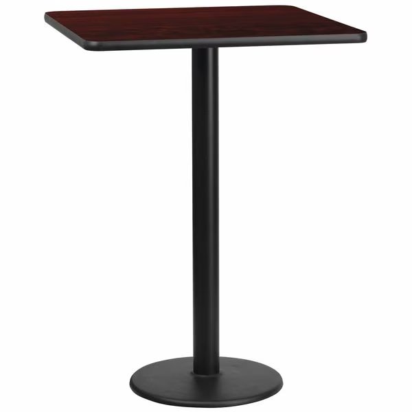 Square Laminate Table, 30" W, 30" L, 43.125" H, Laminate Top, Wood Grain, Flash Furniture, Mfr#: XU-MAHTB-3030-TR18B-GG