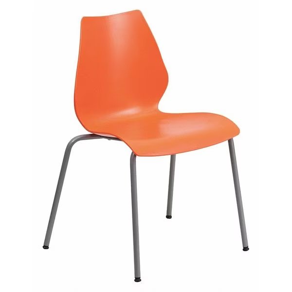 Plastic Stack Chair, Orange, Flash Furniture, Mfr#: RUT-288-ORANGE-GG