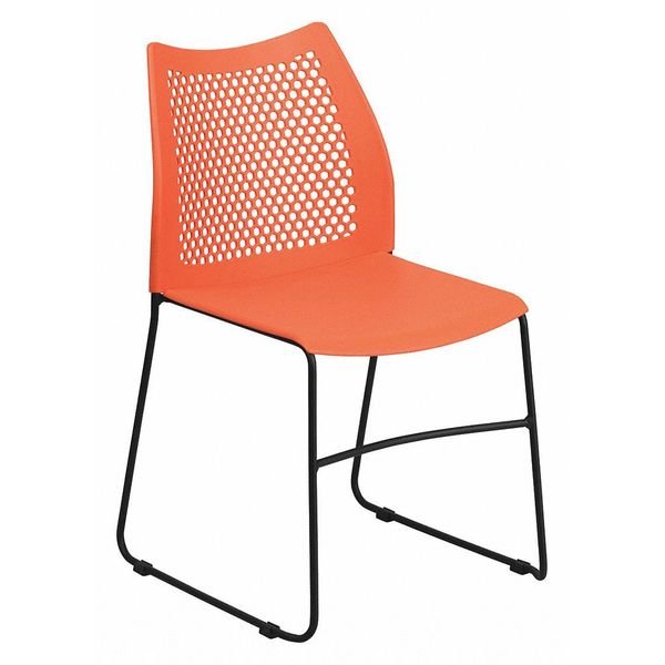 Sled Stack Chair, Plastic, Air-Vent Bck, OR, Flash Furniture, Mfr#: RUT-498A-ORANGE-GG