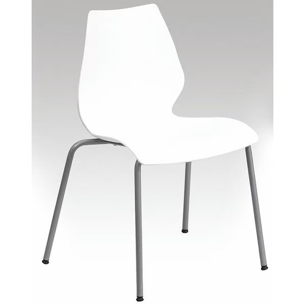 Stack Chair w/Support, 770 lb. Capcty, Wht, Flash Furniture, Mfr#: RUT-288-WHITE-GG