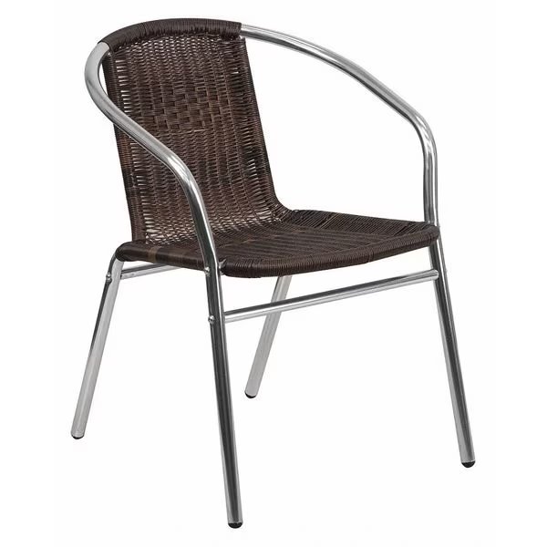 Aluminum and Dark Brown Restaurant Stack Chair, 21.75 W 22" L 29 H, Integrated, Contemporary Series, Flash Furniture, Mfr#: TLH-020-GG