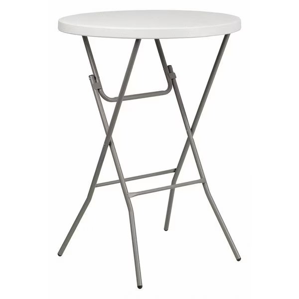 Round Fold Bar Table, Plastic, Rnd, White, 32