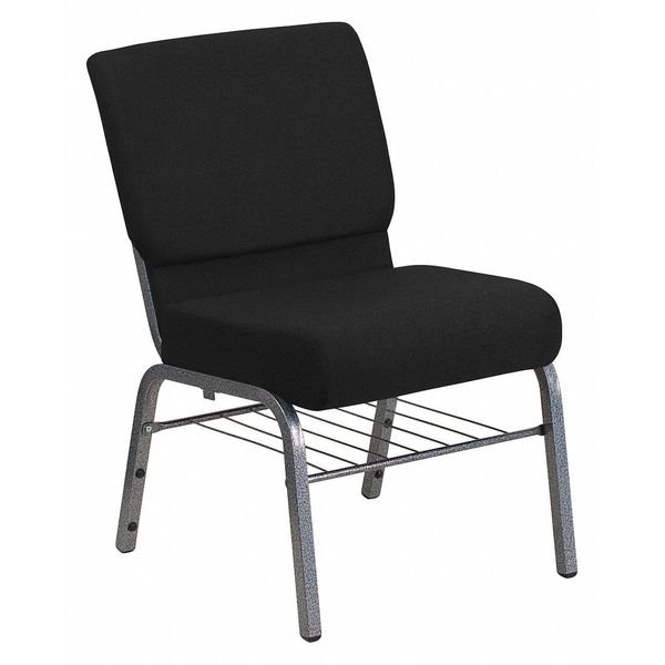 Fabric Church Chair, Black, Flash Furniture, Mfr#: XU-CH0221-BK-SV-BAS-GG