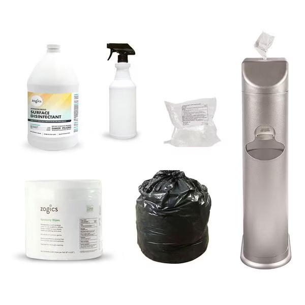 All-In-One Sanitizing Wipes Starter Kit, Black, Zogics, Mfr#: TCS-B-Z2000-Bundle