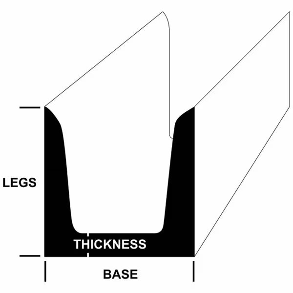 Carbon Steel U-Channel, 4' L, 0.628