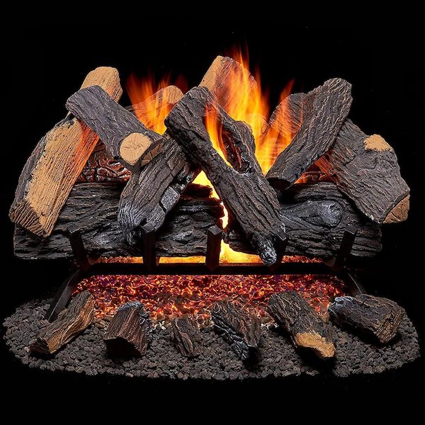 Vented Natural Gas Log Set With Remote Control Kit, 24 in, 55,000 BTU, Heartland Oak, Duluth Forge, Mfr#: FNVL24-1-RO