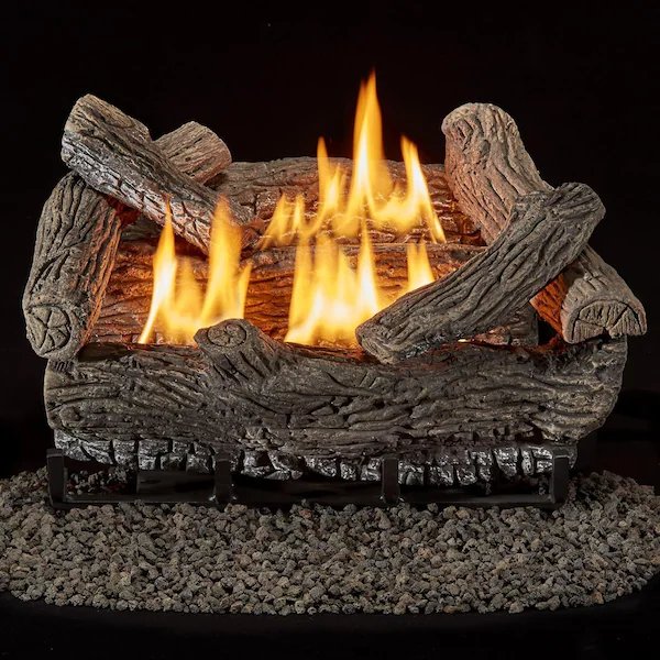 Vent Free Dual Fuel Gas Log Set, 18 in Birch Wood, 30,000 BTU, Remote Control, Bluegrass Living, Mfr#: B18DR-UL3
