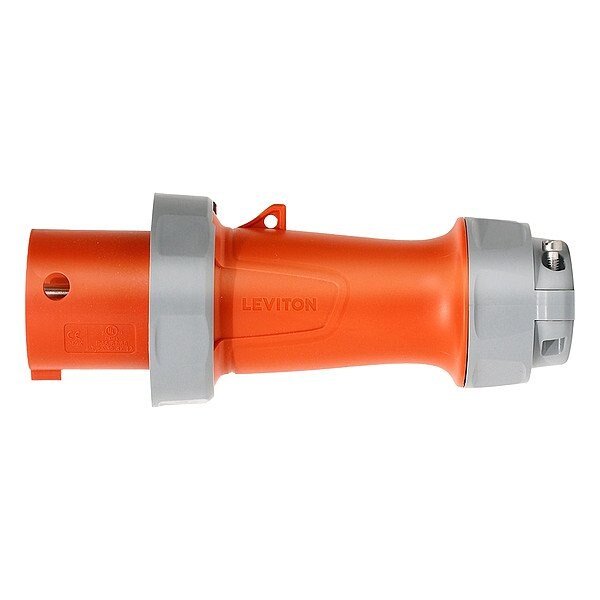 Pin & Sleeve Plug, 60 A, 125/250V AC, Three Phase, 3 Pole, IEC Grounding, Orange
