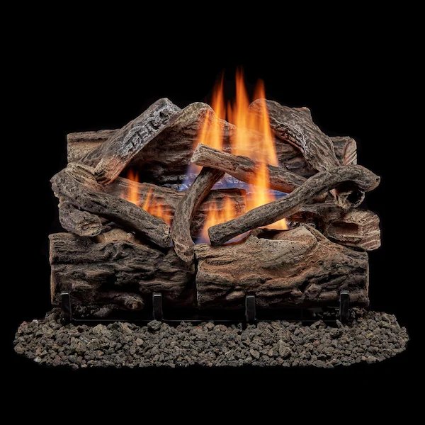 Vent Free Dual Fuel Gas Log Set, 18 in Rustic Oak, 30,000 BTU, Remote Control, Bluegrass Living, Mfr#: B18DR-UL4